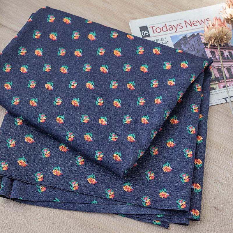 喵爸喵妈印花牛仔布裙子裤子衬衣爽滑舒适服装DIY面料