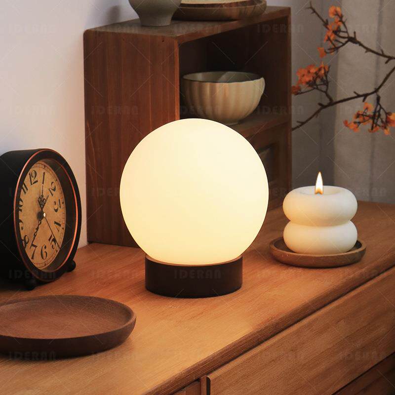 圆球形复古中古台灯美式卧室简约氛围床头睡眠充电小夜灯