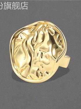 欧美跨境饰品 赛博朋克几何弧面指环关节戒 夸张开口时尚戒指