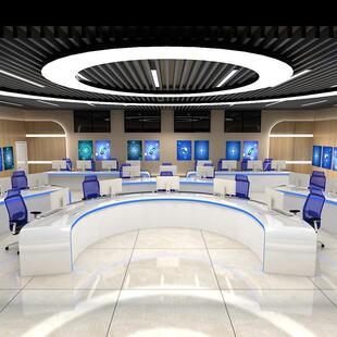 高档弧形白色烤漆控制台指挥中心调度台操作台调度台监控台办公桌