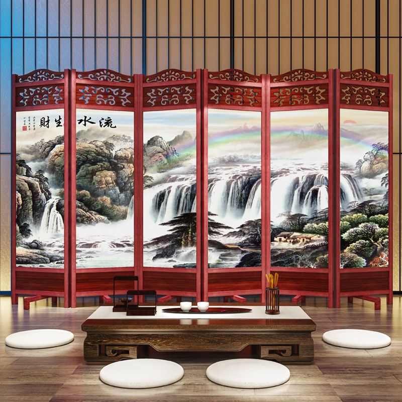中式屏风隔断折叠实木客厅办公室遮挡卧室仿古玄关可移动酒店装饰