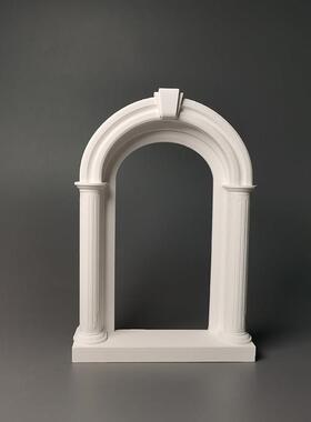 简约欧式拱门浅浮雕石膏立体艺术品家居摆饰北欧饰品拍照道具