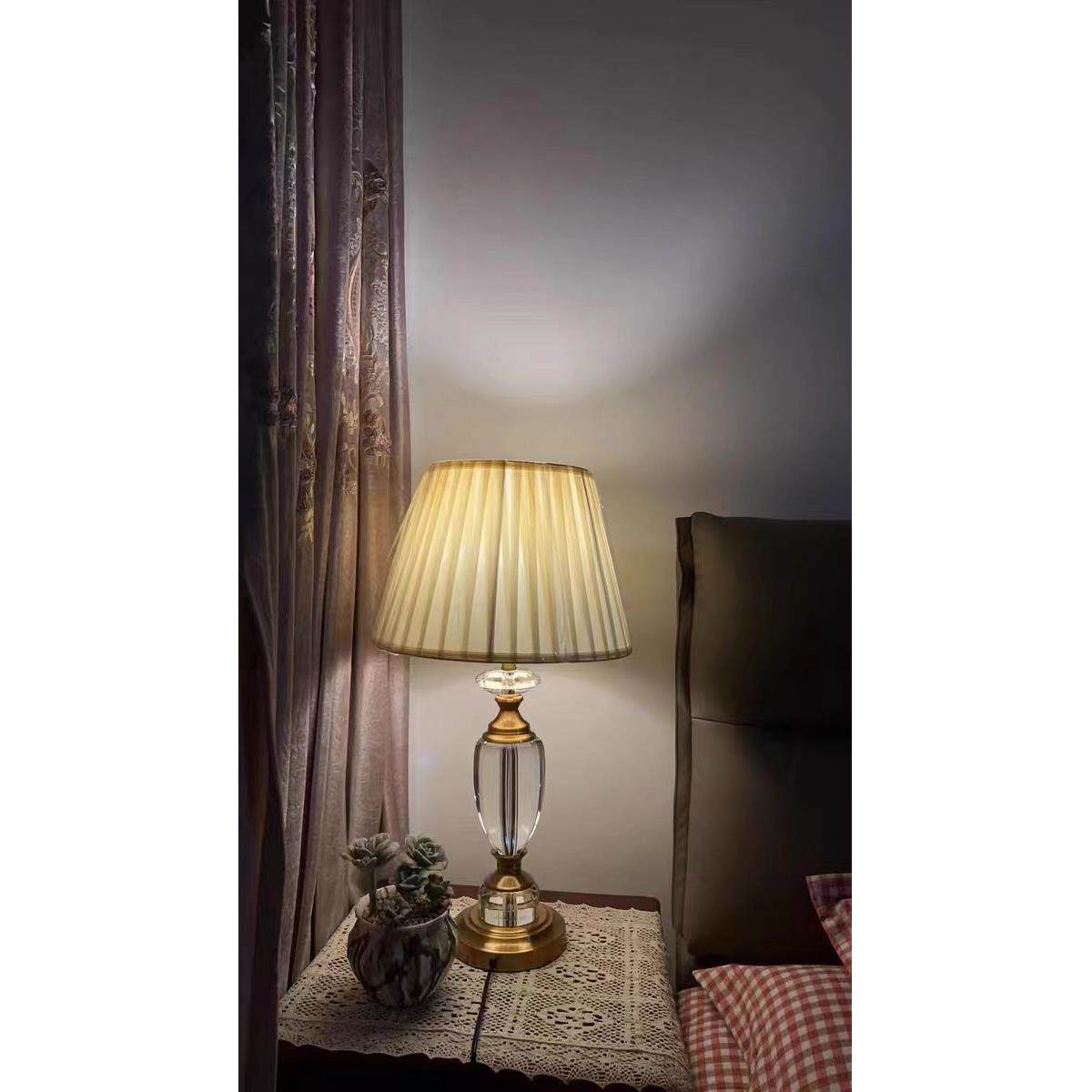 高档出口现代新意中式欧复古晶式创水客厅台灯美式乡村卧室床头玄