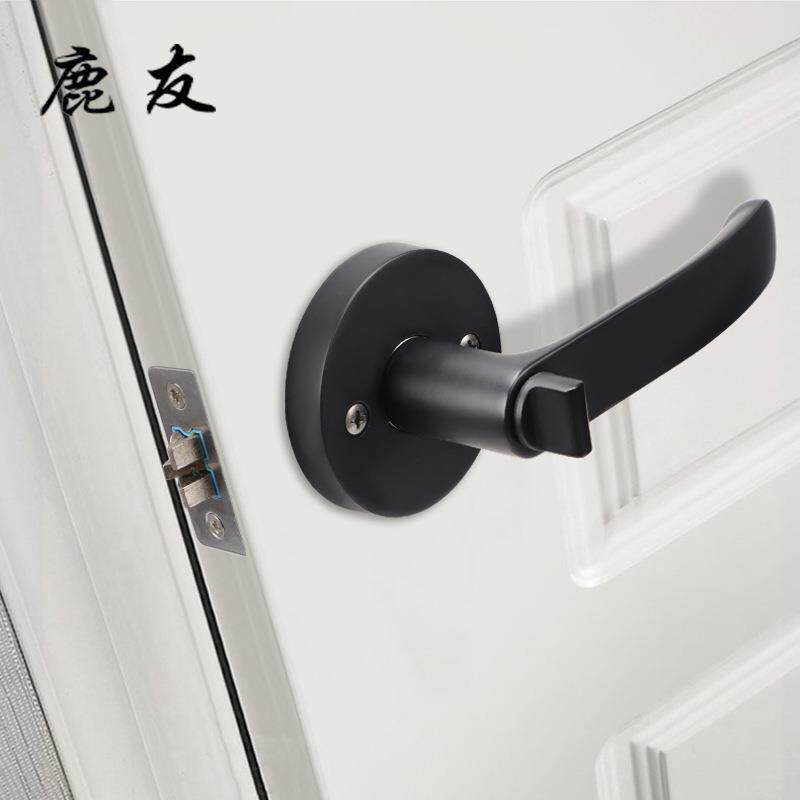 三杆锁执手锁酒店房门锁卫生间门锁无钥匙球形锁黑色卫浴门锁