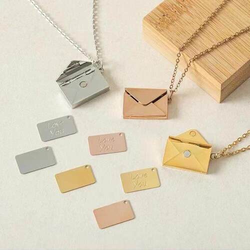 Love Letter Envelope Pendant Necklace Stainless Valentine