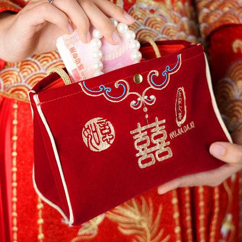 红包结包婚专用手提大万元红包袋嫁新娘中式红陪色婚913包结婚用图片