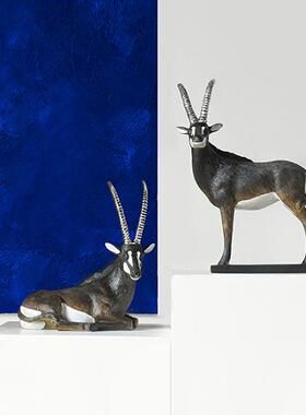 羊动物摆件房家居客CF112092厅办公室书创意桌面摆树羚脂设工艺品