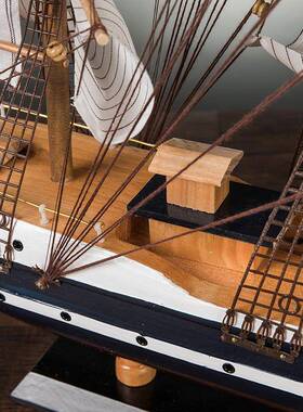 地中海风格松木家居摆件帆船模型客厅摆饰送开业新迁朋友一帆风顺