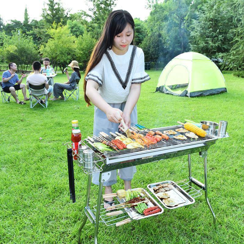 户外折叠便携式烧烤架家用大号不锈钢烤炉露营烧烤炉子烧烤架