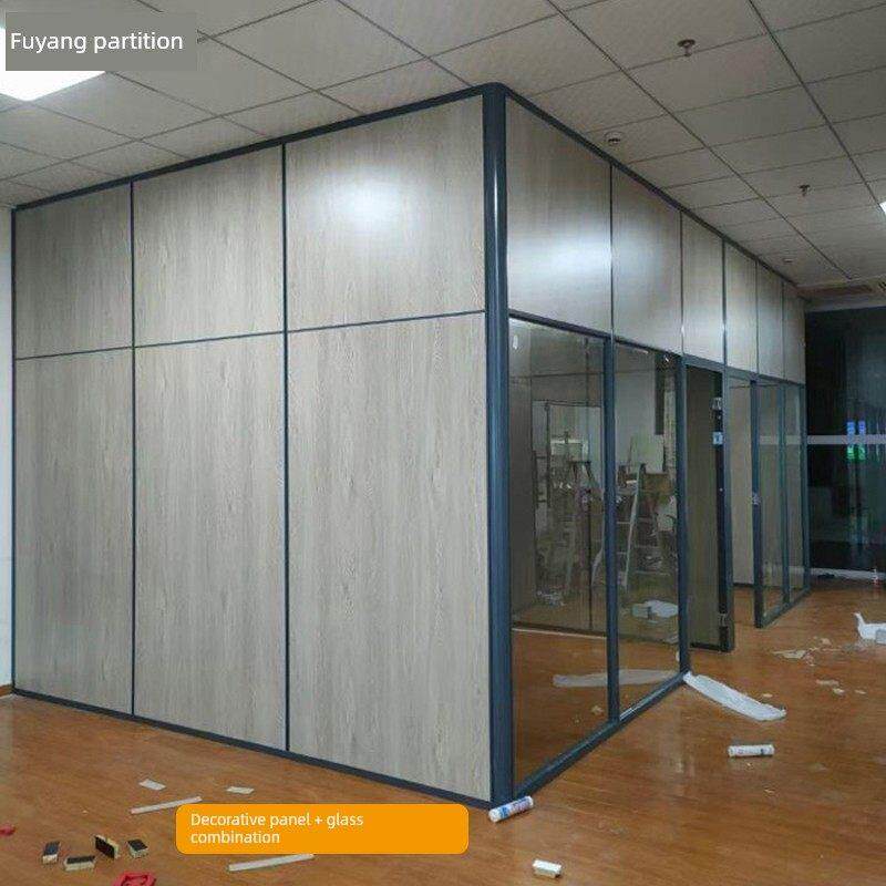 工厂车间面板隔墙办公室仓库钢化玻璃隔音室铝合金框架百叶窗高隔