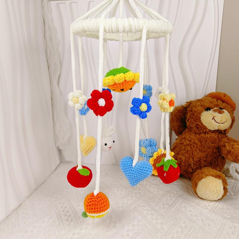 毛线针织手工床花朵铃婴儿床床童cl铃儿房挂宝宝车载悬饰挂式风铃