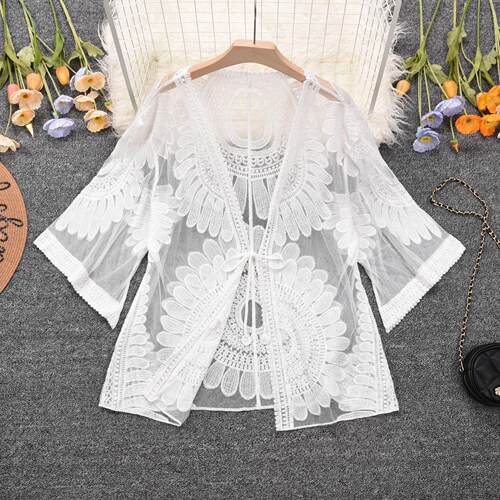 Sunflower beach lace cardigan, sun protection jacket,