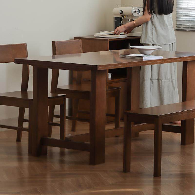 乔木乐语 实木餐桌简约胡桃色实木工作办公桌餐桌长方形