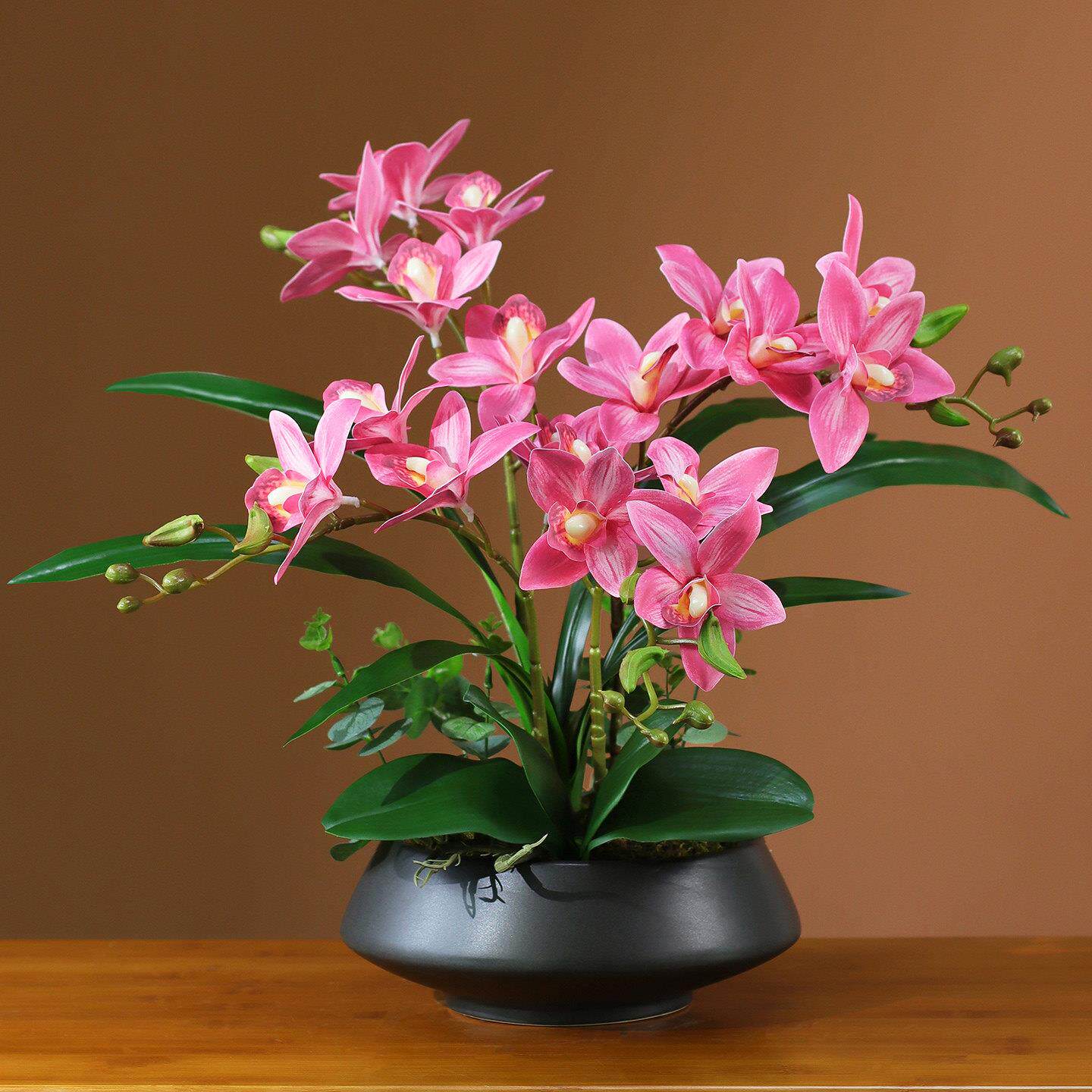 蕙兰彷真花客厅餐桌电视柜摆设蝴蝶兰假花桌面装饰花惠兰摆件花艺