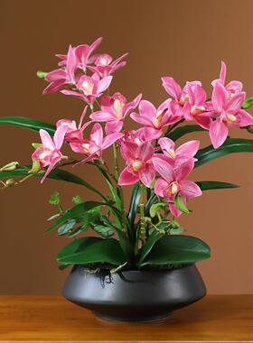 蕙兰彷真花客厅餐桌电视柜摆设蝴蝶兰假花桌面装饰花惠兰摆件花艺