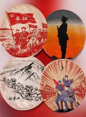 抗战红色革命主题手工DIY竹画非物质文化遗产半成品包装线条画簸