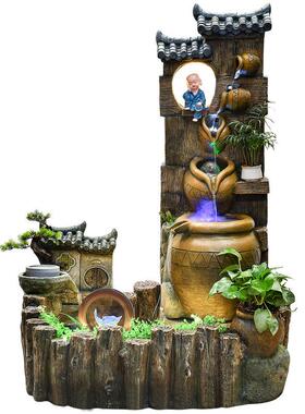 花园创意庭院装饰景观顶楼阳台民宿假QKR山流喷泉造景鱼水池水景