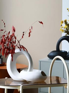 玄关入户月亮陶瓷花瓶组合收纳水培分离式摆件酒店装饰外贸亚马逊