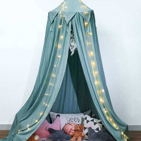 流苏圆顶儿童树屋帐篷免打孔安装床幔床头床帘遮光布文账水洗棉,床上用品,蚊帐,淘宝优惠券,粉丝福利购,淘宝优惠卷