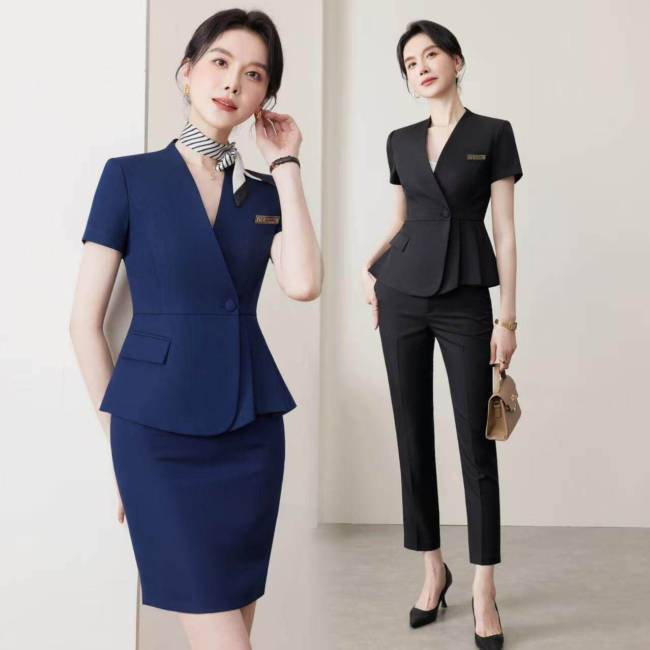 职业西装套装女酒店珠宝店医美会所工作服西服案场中介主持人工装
