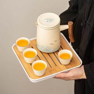 高档远山手执茶壶泡茶器家用防烫景德镇陶瓷一人饮单壶功夫茶具