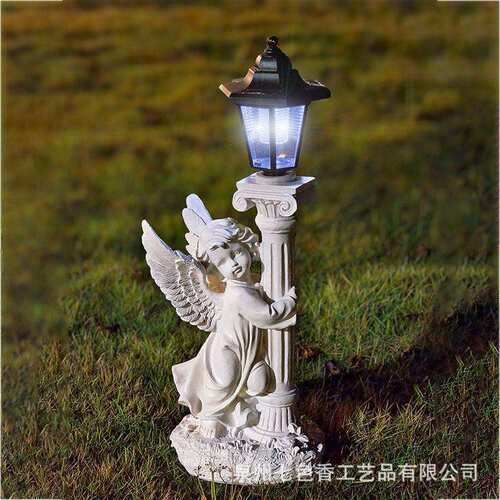 户外太阳能灯庭院花园别墅小径天使摆件灯氛围装饰雕像灯树脂工艺
