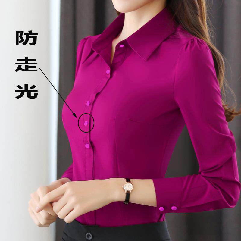 正品2024春新款职业衬秋衫女长袖身大显修瘦百搭打底码衬衣韩版工