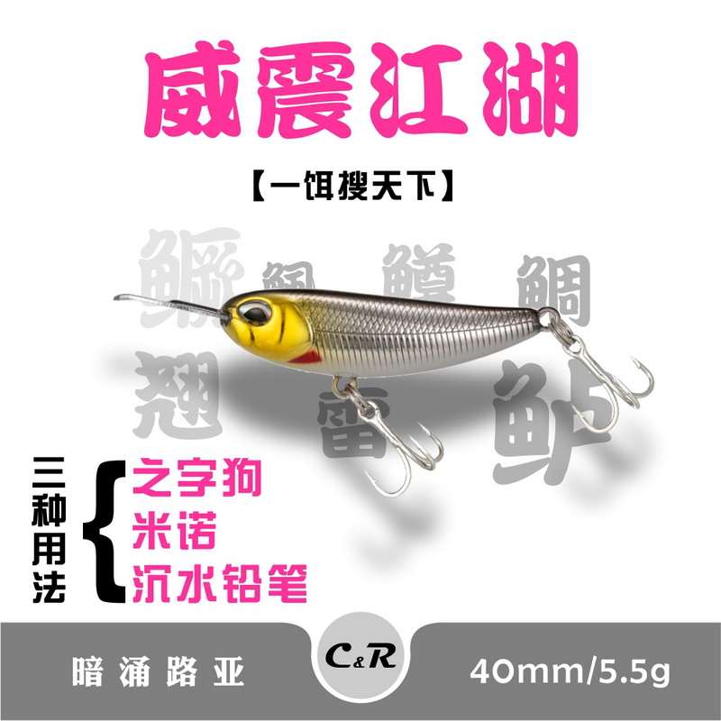 暗涌微物百变平板自动之字狗水面系军鱼浮水铅笔路亚饵鲈鱼红眼饵