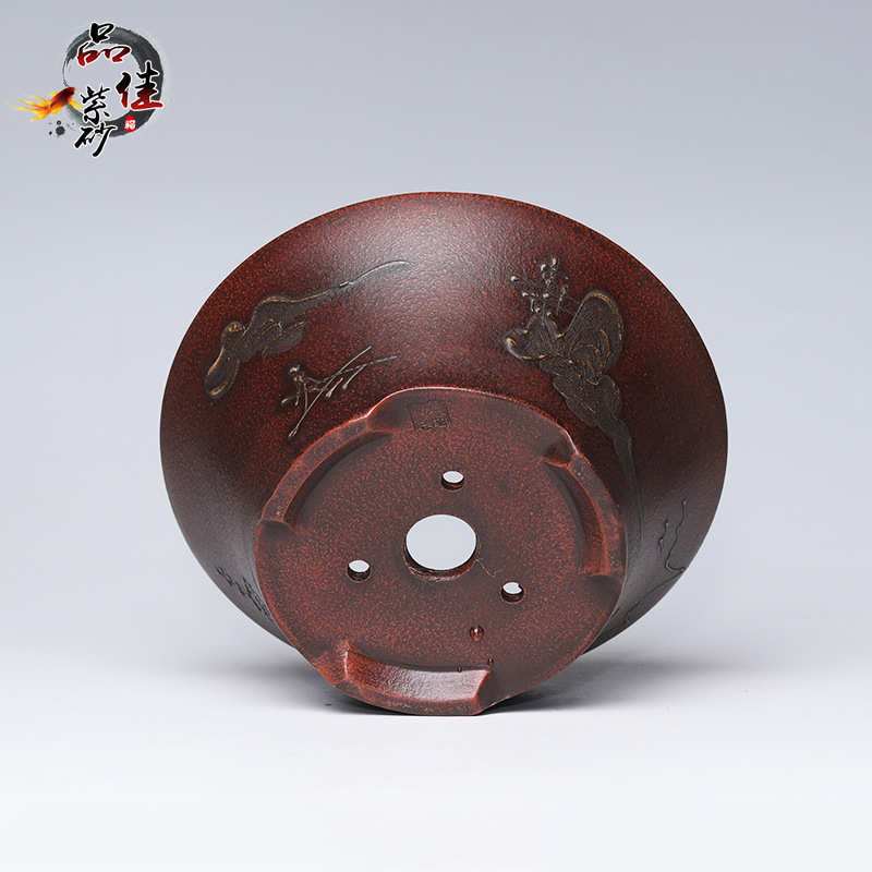 现货批发宜兴紫砂复古花盆 盆景盆圆形盆植物盆栽盆手工盆多肉