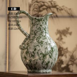 高档覆古水培花器瓶飘乡风客花厅装饰品小口大村肚陶瓷花插花干
