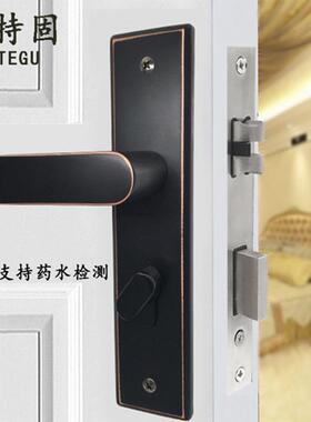 304不锈钢黑色门锁室内木门卫生间卧室房门把手静音锁体