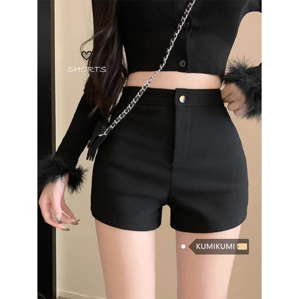 黑色短裤性感辣妹包臀裤a字热裤休闲裤运动护腰高腰弹力紧身裤子