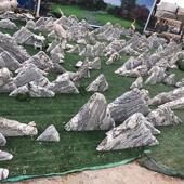 雪浪石切片组合天然大型泰山石雕小假山室内枯山水造景庭院景观石