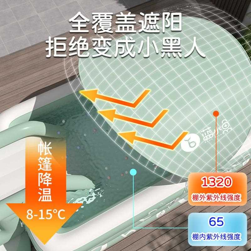 新款直销家用户外带遮阳棚滑滑梯淘气堡儿童可折叠充气加厚游泳池