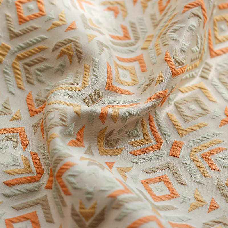 复古几何中世纪格纹浮雕提花面料莫兰迪配色服装箱包抱枕鞋服布料