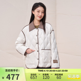 坦博尔2023年羽绒服，女短款菱格翻领，撞色保暖秋冬外套tb233322