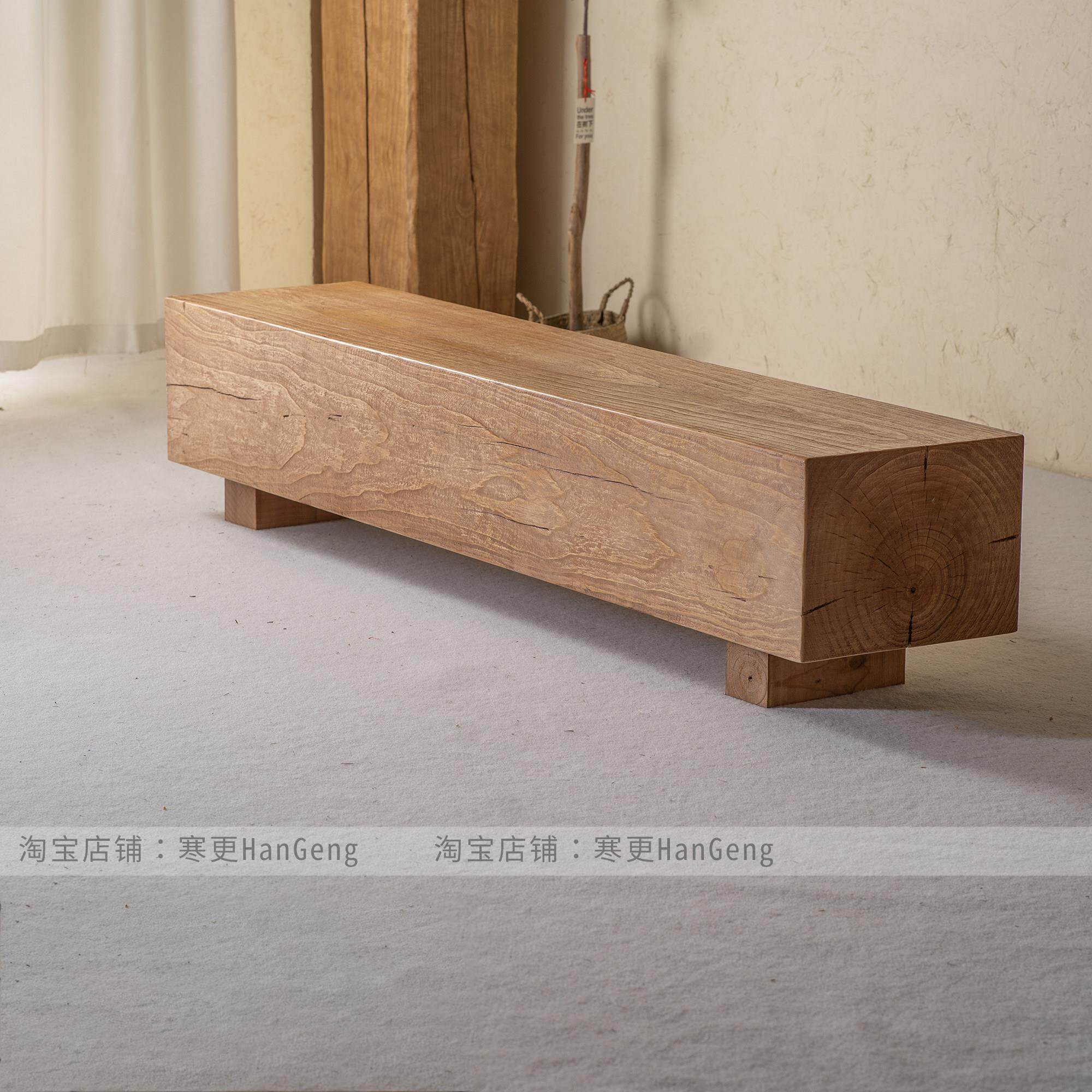 原木长凳实木休息凳创意电视柜复古换鞋凳做旧长条凳民宿展厅凳