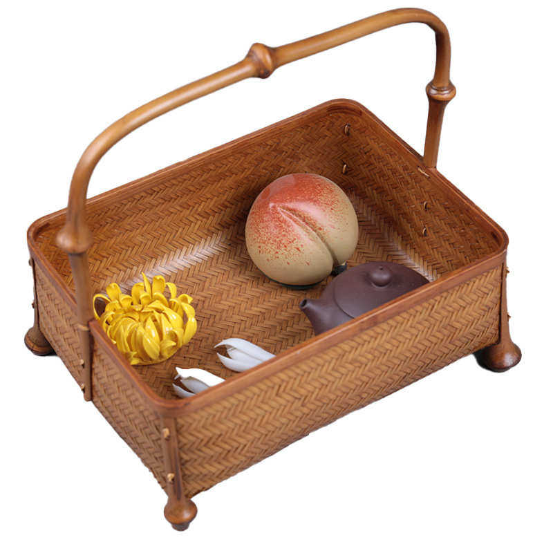 竹编筇竹提篮水果点心果盘中式茶点盘小提篮精致收纳篮,餐饮具,茶具礼盒,淘宝优惠券,粉丝福利购,淘宝优惠卷