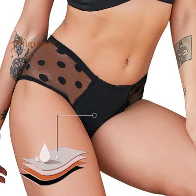 Lace four layer physiological underwear with adhesive, no
