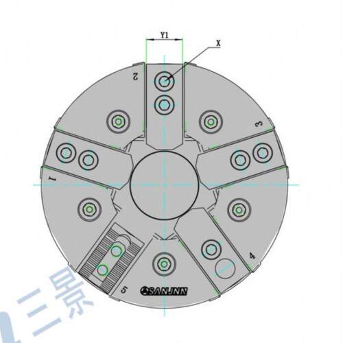 H5C五爪油压动力卡盘车床配件高精度耐用性可调式夹紧机床法兰盘
