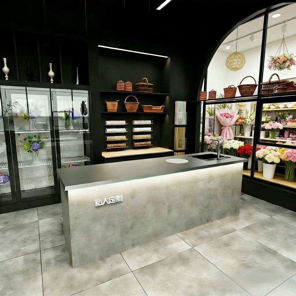 花店操作台花艺包插花工作台咖啡奶茶吧台操作水吧台蛋糕甜品吧台