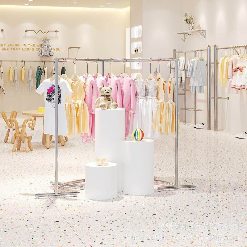 服装店中岛展示架落地式童装店创意弧形圆形陈列货架店铺中间架子