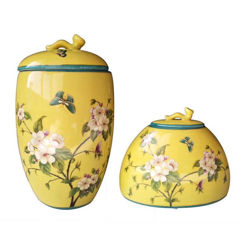 欧式手工粉彩陶瓷现代新中式储物罐摆件客厅摆设家居简约装饰花瓶