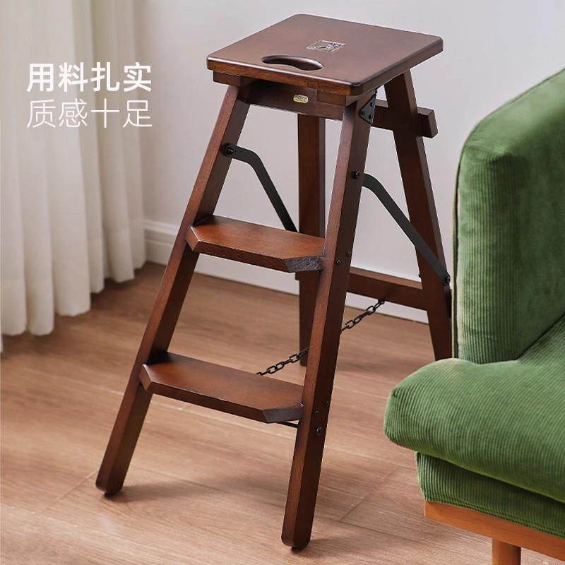 那步澜好实木加厚家用台JVS阶多三梯登高梯子凳子两多功能折叠梯