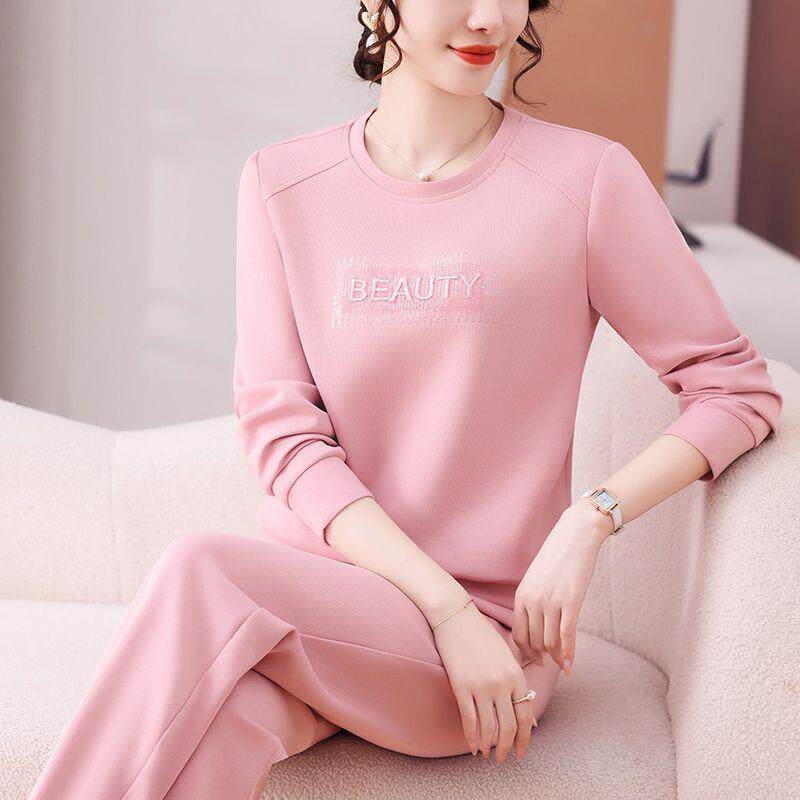 衣套装女秋新款时春尚跑宽松洋气卫女士圆领休闲运87461867动步两