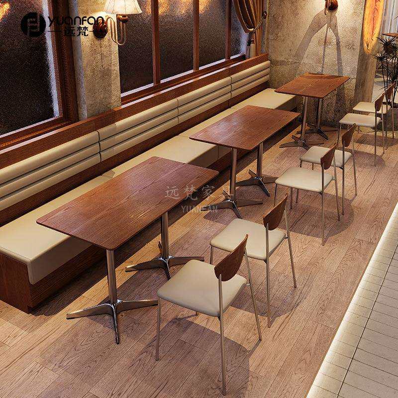 工业风西餐厅靠墙卡座餐饮酒吧酒馆桌椅复古奶茶店咖啡厅卡座沙发