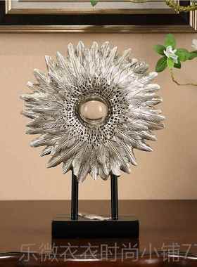 新款创美式复意羽毛摆件礼品电柜客厅古茶几样品视房软装家居装饰