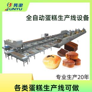 全自动蛋糕生产线设备搅拌充气机浇注到钢带上烘烤环形反转冷却竖