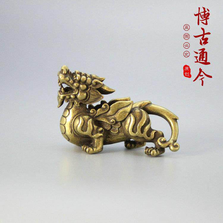 复古实心黄铜貔貅迷你茶宠桌面家居摆件纯铜招财镇宅手把件小铜器