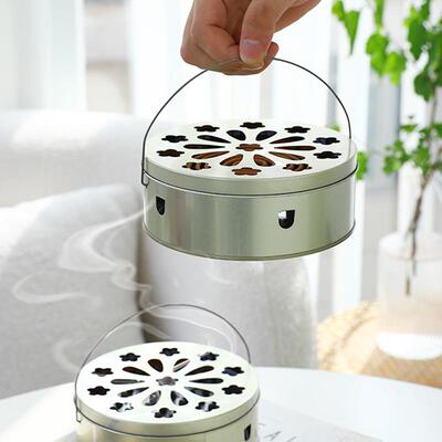 Lidded Plum Blossom Design Mosquito Coil Box - Fireproof and